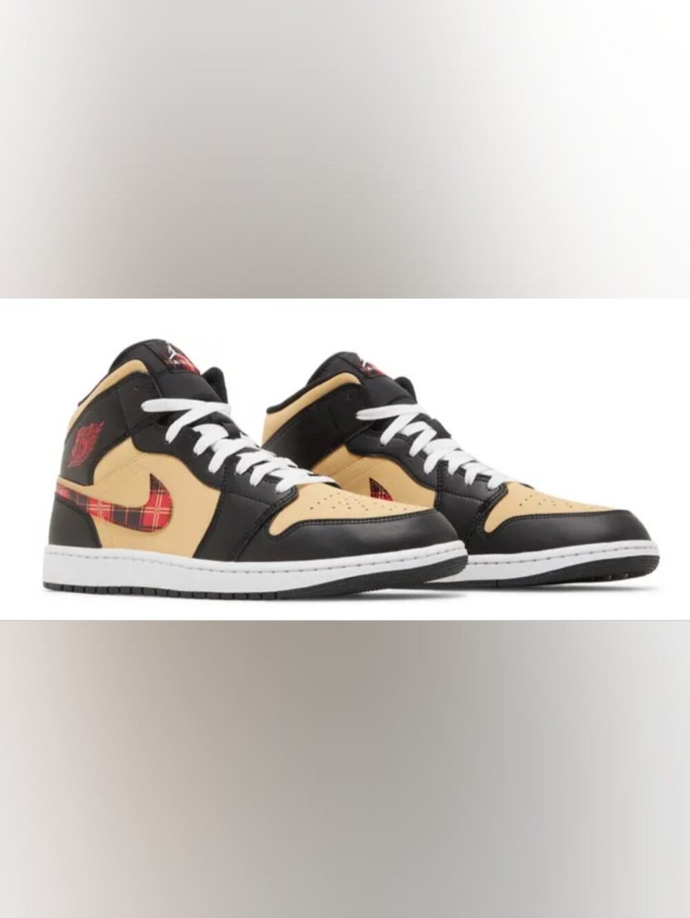 Air Jordan 1 Mid SE 'Tartan Swoosh' Low-Top Sneakers Size 6.5 Like New